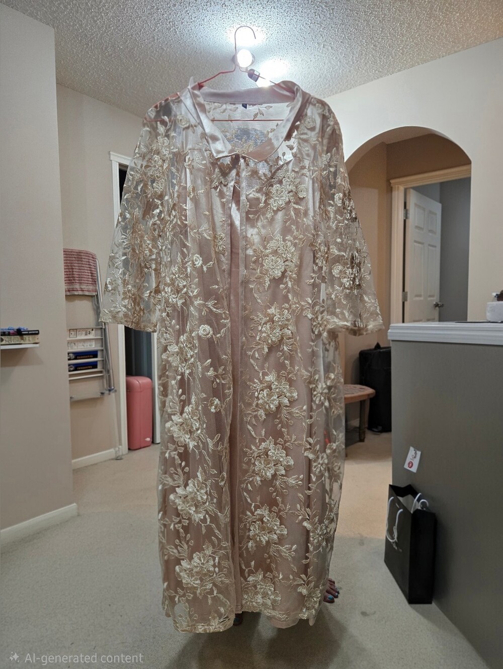 Sheer Embroidered Ivory Lace Dress